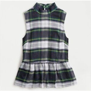J Crew NWT Sleeveless Peplum Top in Gilded Highland Tartan | Sz XS